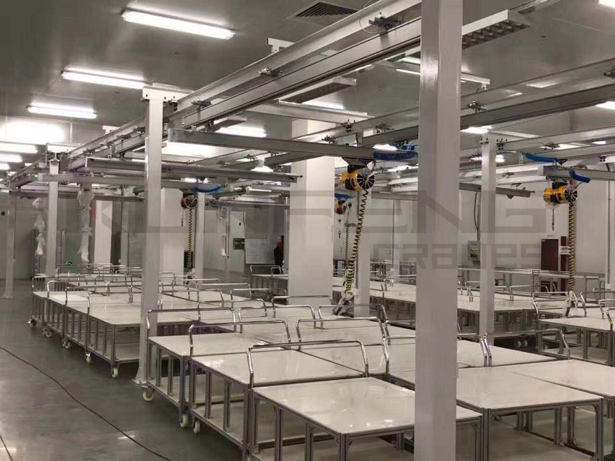 KBK aluminum rail light crane clean room application