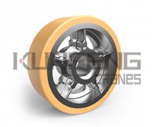Trolley guide wheels with low bearing requirements (axial force)