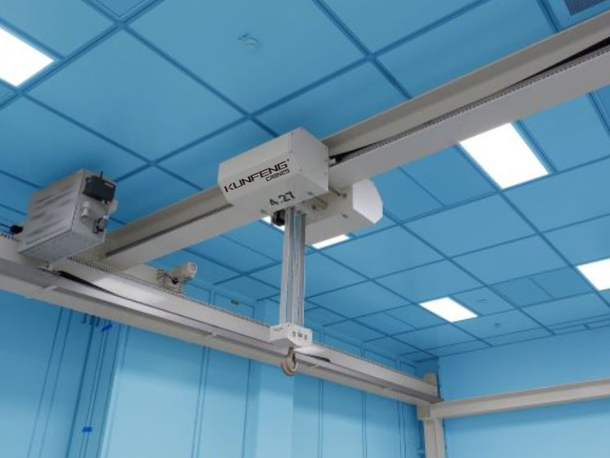 Low Headroom Overhead Cleanroom Cranes with Motorized Trolley