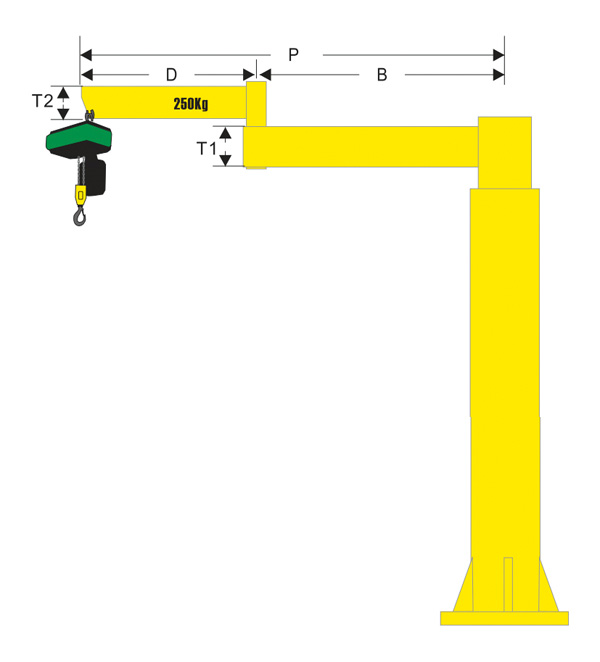 Column mounted slewing jib crane