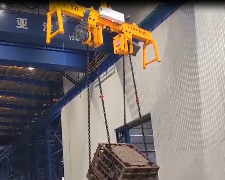 Mold sandbox load turning crane