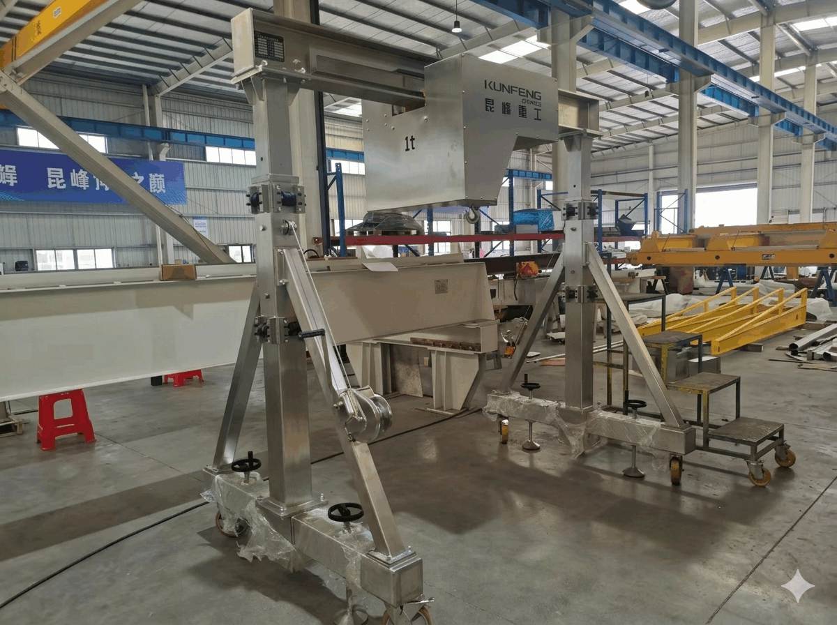 1t 304 SS moveable gantry crane