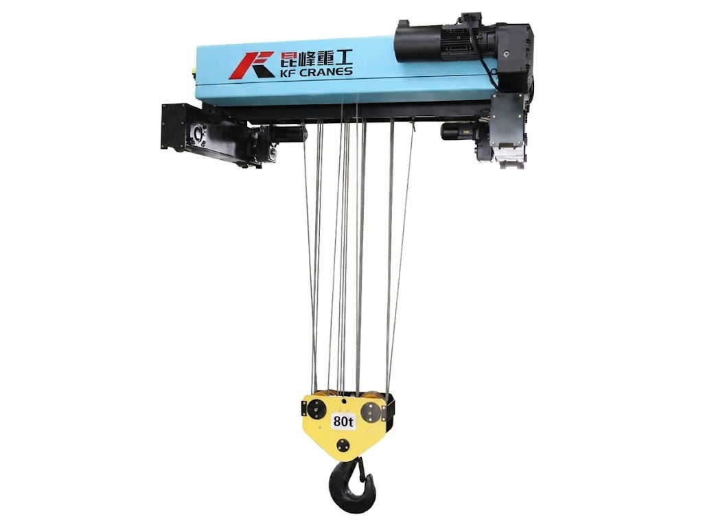 80t European wire rope hoist with trolley